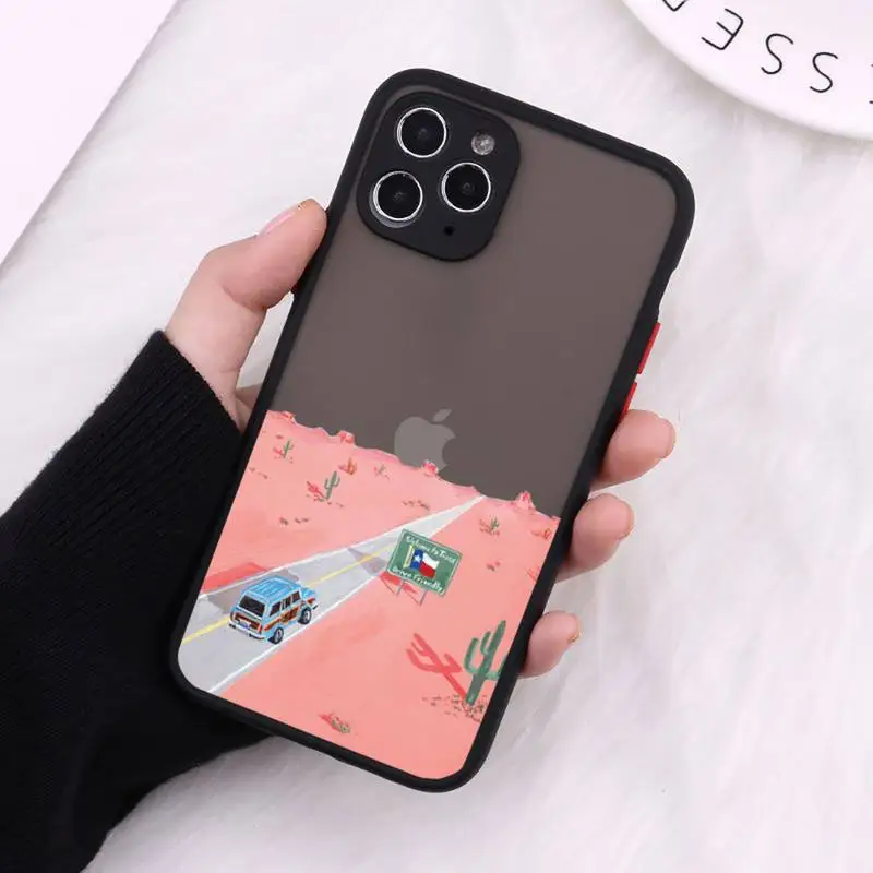 

Abstract art highway landscape Phone Case Matte Transparent For iPhone 12 Mini 11 Pro XR XS Max 7 8 Plus