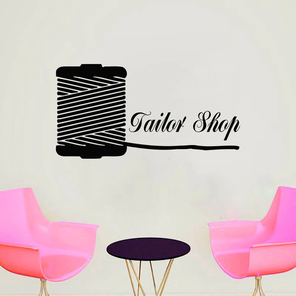 

tailor Shop Wall Stickers sewing studio tailor Wall Decal Handmade Atelier decor Design Vinyl Removable Window Sticker C166