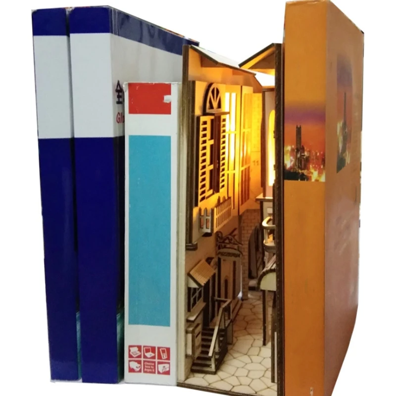 BESTDIY KIY Diagon Alley Wooden Book Nooks Art Bookends в европейском городе съемные украшения для книг