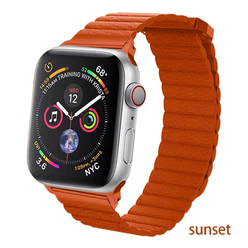 Кожаный ремешок для apple watch, ремешок для apple watch 5, 4, 40 мм, 44 мм, correa iWatch 42 мм, 38 мм, браслет, Аксессуары для наручных часов - Цвет ремешка: sunset