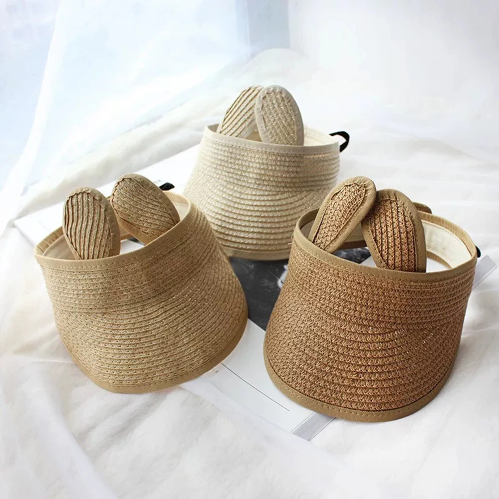 Регулируемая соломенная шляпа с козырьком для маленьких мальчиков и девочек