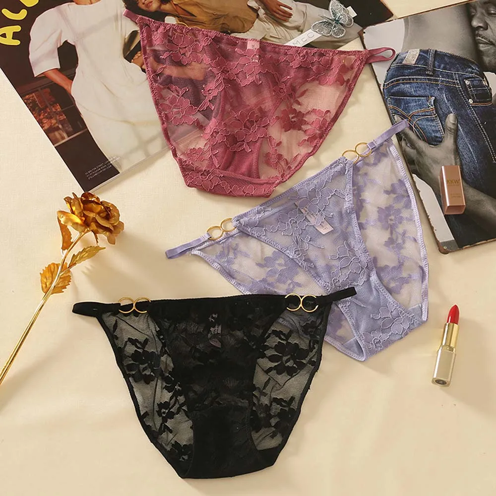 

Трусики-стринги женские, кружевные, прозрачные, с низкой талией