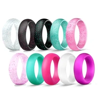 4pcslot crystal powder silicone female ring for women girls office men finger 5 7mm 4 10 rubber rings eco friendly silicon ring