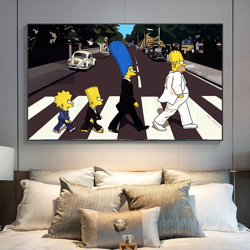 Современное изображение Simpsoning Abbey Road Барт Гомер Мардж холст настенная живопись