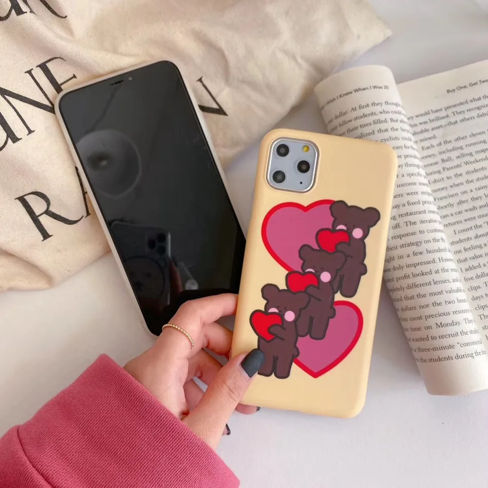 Мягкий ТПУ чехол для телефона iPhone 11 Pro Max силиконовый с милым любовным медведем