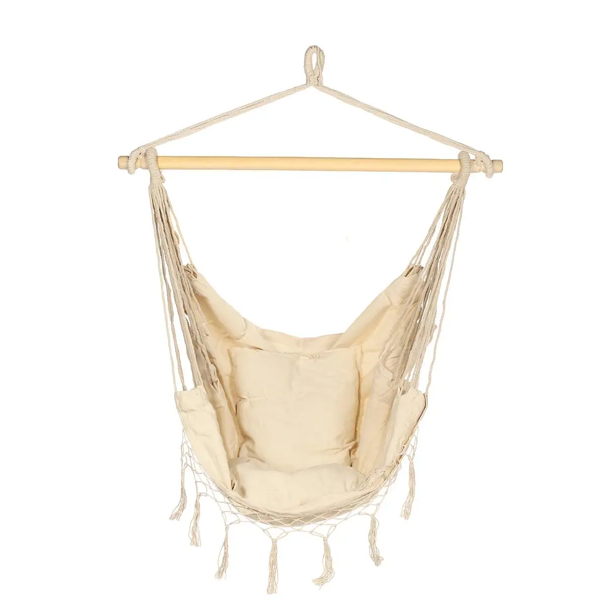 Online 120kg Hamak Bahçe Asmak Tembel Sandalye Salıncak Kapalı Dış Mekan Mobilyası Asılı Halat Sandalye Salıncak Sandalye Koltuk Yatak Seyahat Kamp