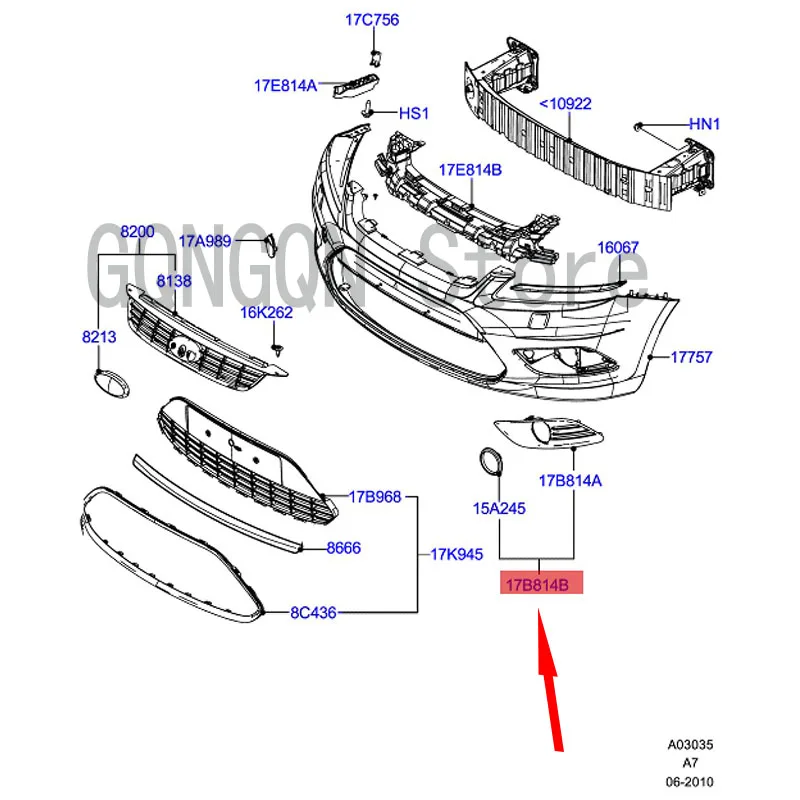 

CAR fog lamp frame with grille Right For dMo nd eoF oc us Fog lamp cover Front bumper ventilation grille Front bumper air outlet