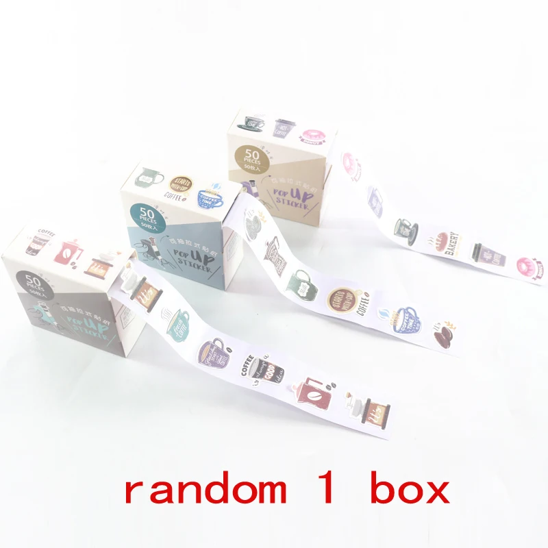 random 1 box Domikee креативные Мультяшные декоративные DIY бумажные этикетки наклейки для дневника записные книжки винтажные кнопки журнал тег ленты Канцелярские - Цвет: random 1 box