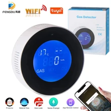 Natural Gas Detector Monitor WiFi Connect Mobile Phone, Gas Alarm Propane Detector LCD Display for Home Kitchen Camper Trailer