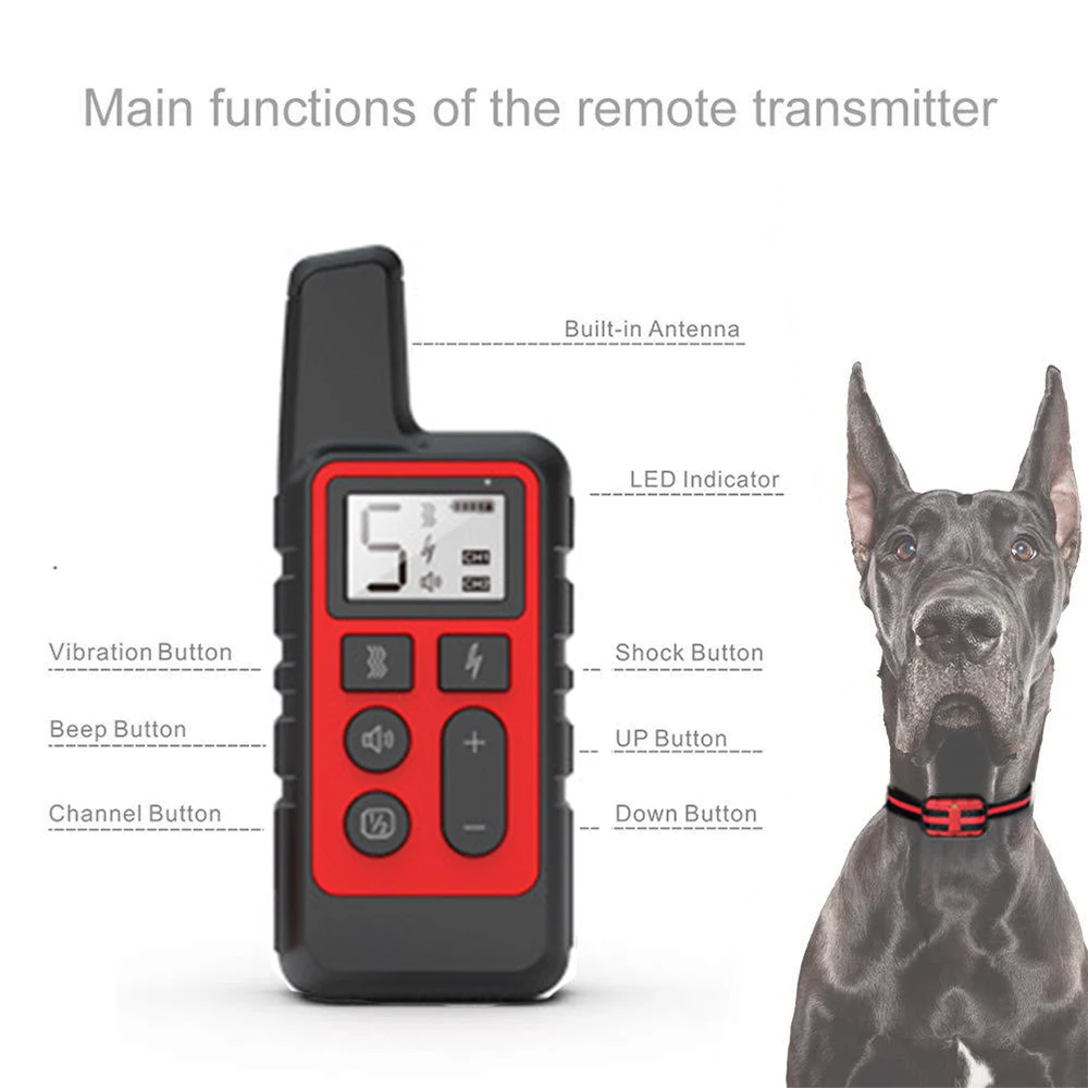 Dog Training Collar Electric Shock sound Anti-Bark Remote Waterproof Rechargeable LCD for small big dogs training | Дом и сад