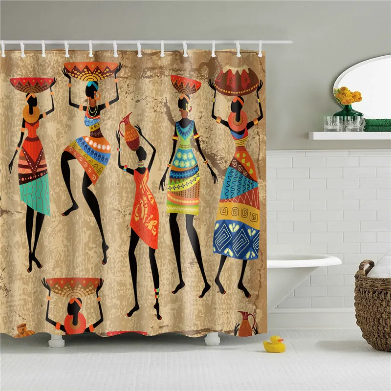 Штора для душа в африканском стиле женская водонепроницаемая декоративная