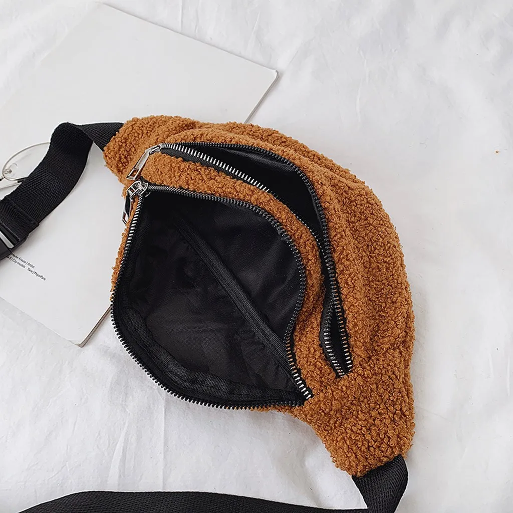 Женская поясная сумка с карманами плюшевая Повседневная модные женские ремни