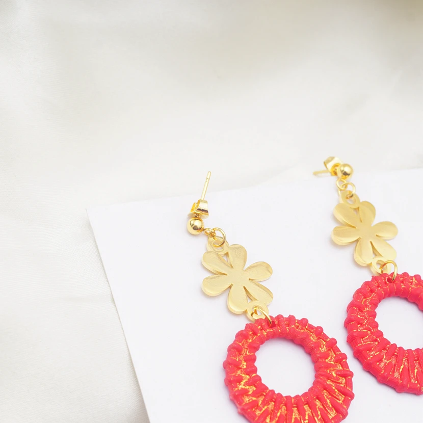 Модная плетеная ткань золотого цвета летние богемные серьги для женщин brincos