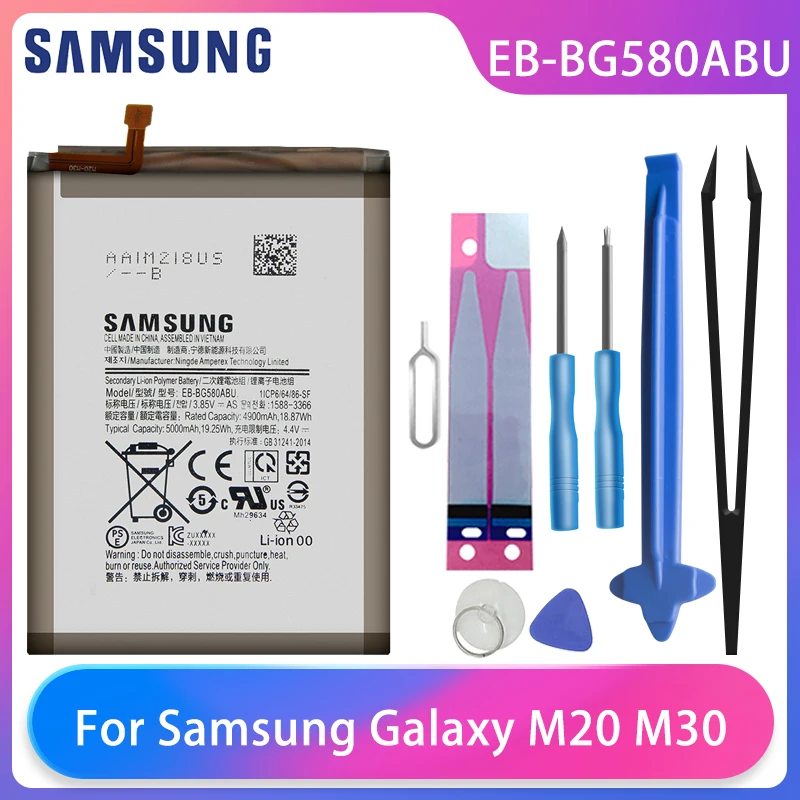 Оригинал Samsung Galaxy M20 M30 SM M205F аккумулятор телефона EB BG580ABU 5000 ма/ч батареи бесплатная