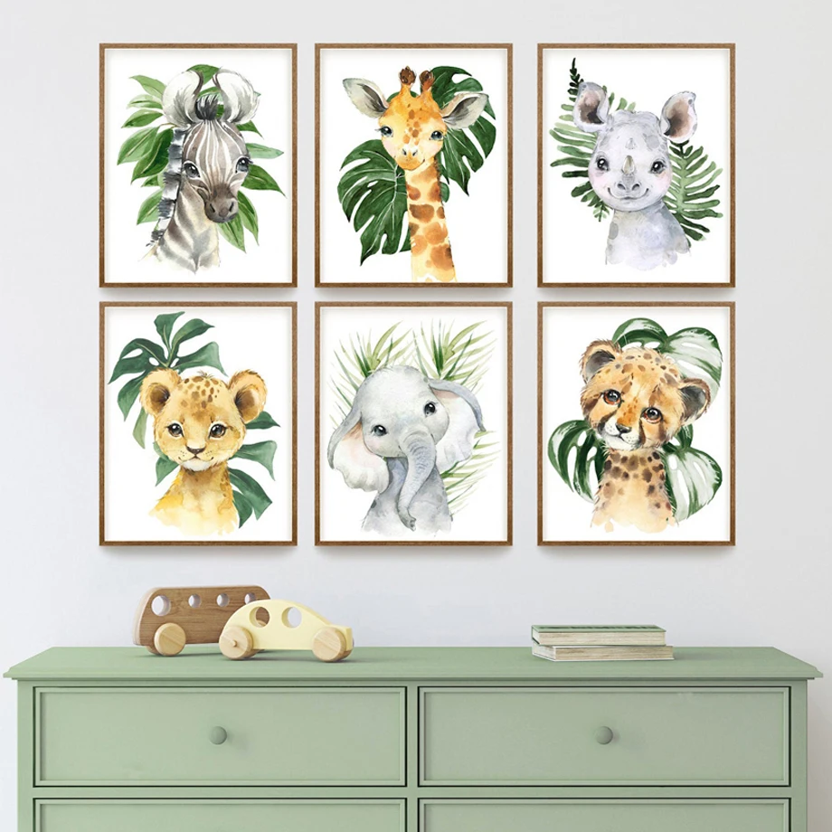 

Cartoon Animal Diamond Painting Plant Leaf Lion Zebra Giraffe Elephant Diamond Embroidery Cross Stitch Baby Kids Gift Home Decor