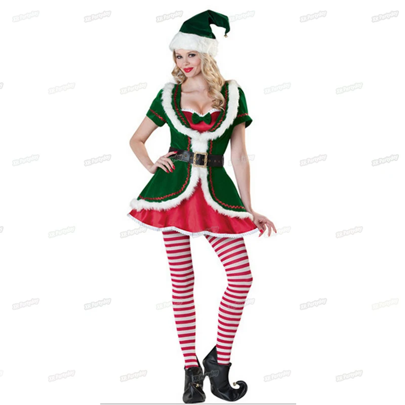 

Women Elf Costume Performance Green Cosplay Party Dress Supplies Christmas
