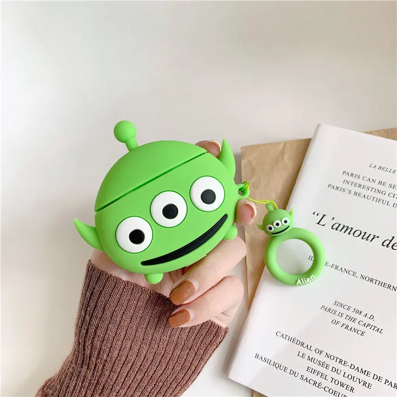 Чехол для наушников с Bluetooth, аксессуары для airpods, защитный чехол, Сумка с кольцом для защиты от потери, милый мультяшный силиконовый 3D дизайн