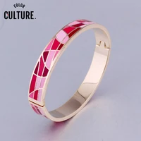 luxury brand geometry art bangles for women gold couples bracelet red blue beautiful stainless steel jewelry