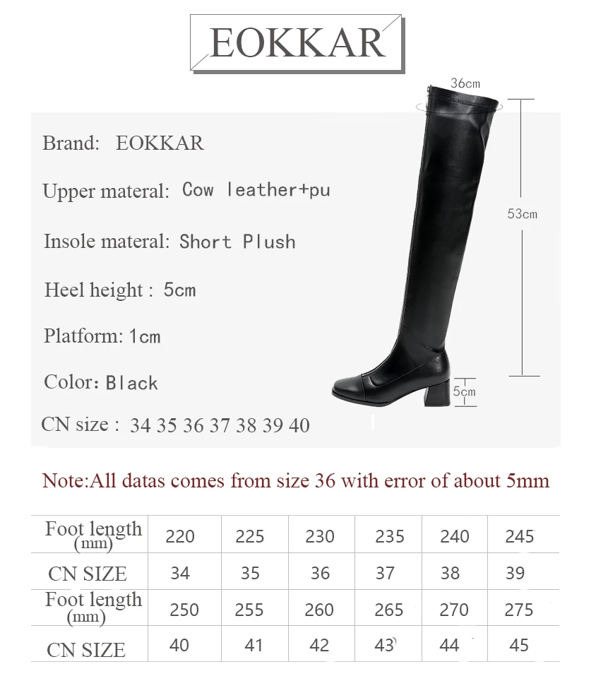 

Eokkar 2020 Women Over The Knee High Boots Square Toe Zipper Al Match Fashion Thigh High Boots Winter Women Shoes Size 34-40