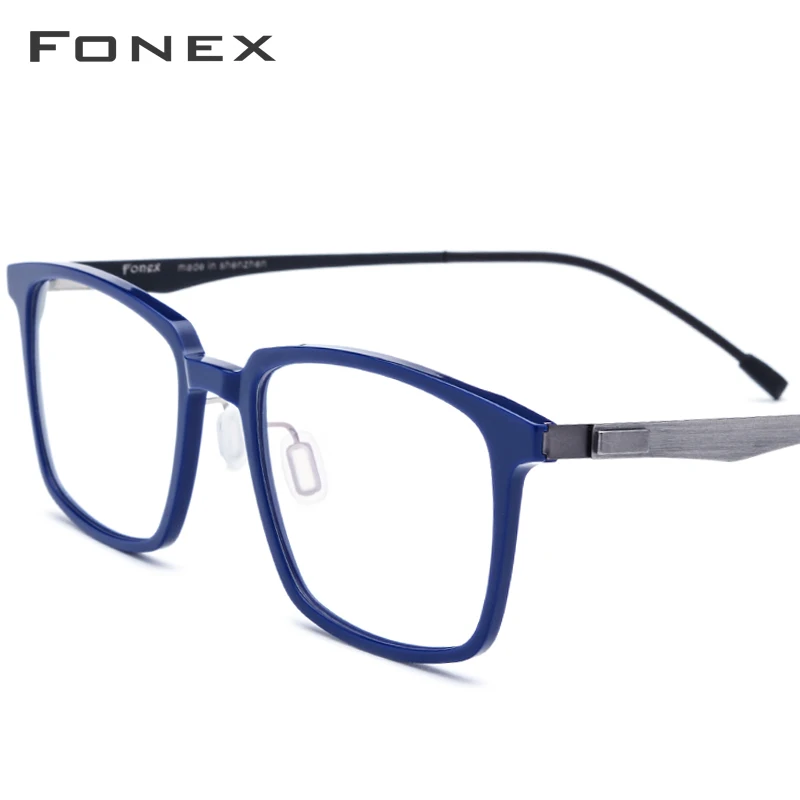 FONEX ацетатные оптические очки, мужские квадратные оправы для очков, очки для близорукости по рецепту, мужские очки без винтов 1618