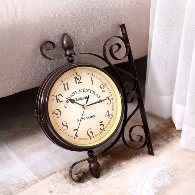 

New European Style Vintage Clock Innovative Fashionable Double Sided Wall Clock Dropshipping