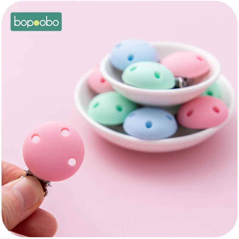 Bopoobo-Pinzas redondas de silicona para chupete, soporte para pezones, Clip para chupete de leopardo, accesorios de cadena de silicona, 20 Uds.-0