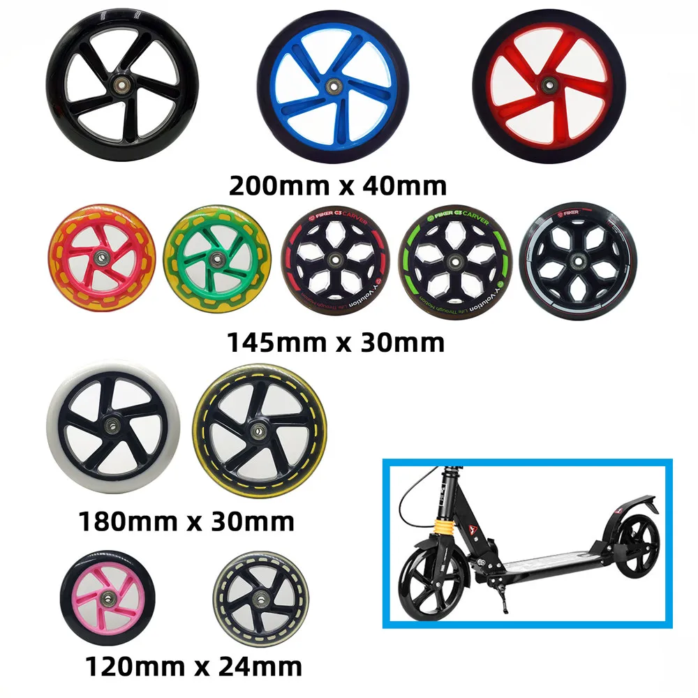 120mm 145mm 180mm 200mm scooter wheel for handcart tyre go-cart wheelbarrow 88A PU skating wheels with ABEC7 608 bearing 1 piece