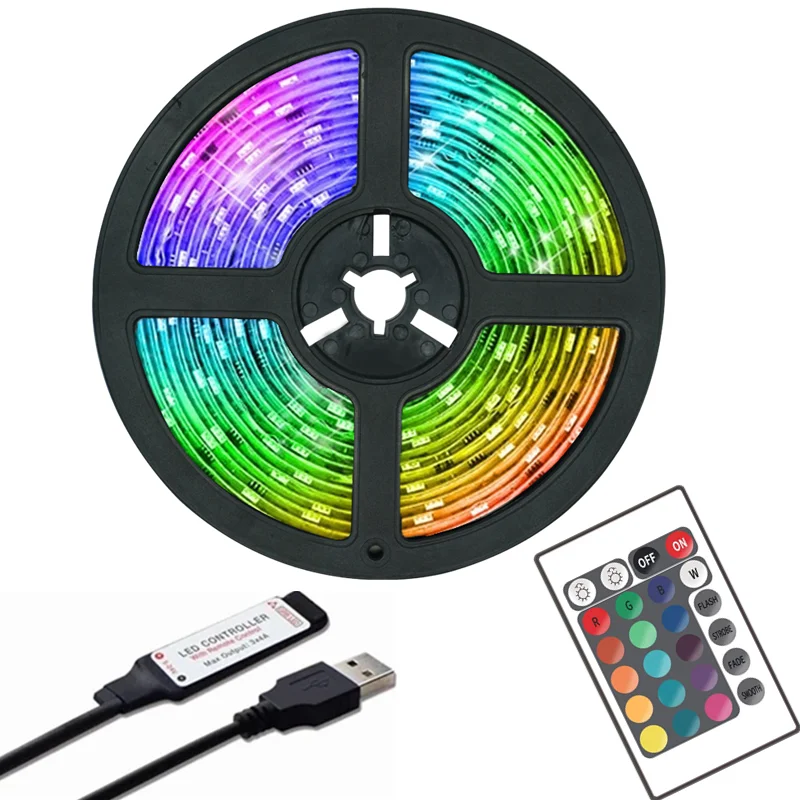 

Светодиодная лента RGB 2835 цветов Bluetooth USB ИК-пульт дистанционного управления Гибкая лампа лента Диодная DC5V TV подсветка ночное освещение свето...