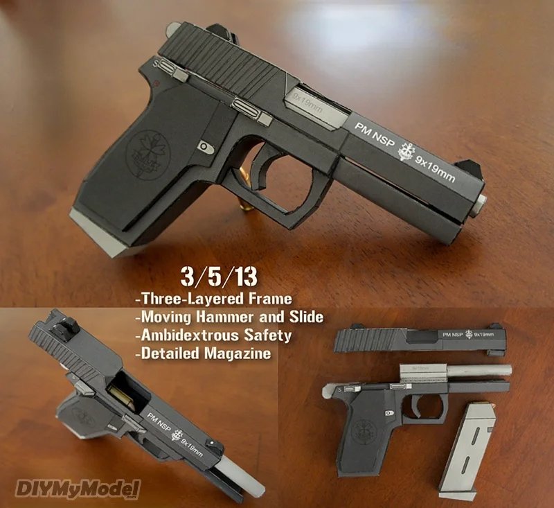 

Пистолет NSP DIYMyModeI, изящная конструкция, модель масштаба 1:1, бумажная модель пистолета ручной работы «сделай сам», игрушка, повседневное укра...