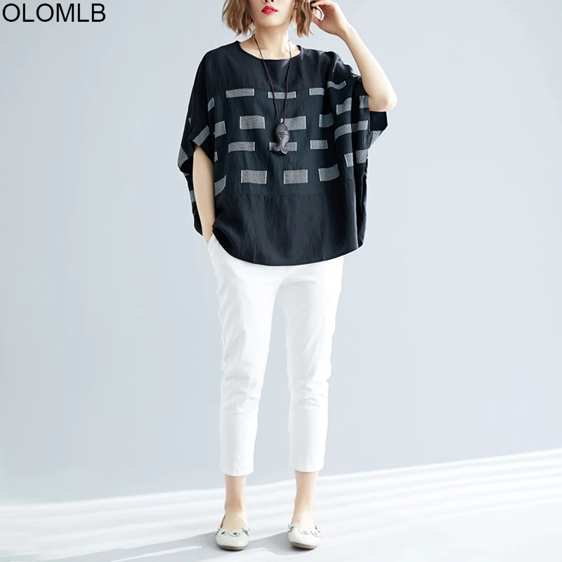 Женская футболка размера плюс 4XL 5XL 6XL из хлопка и льна 2020 Летняя Повседневная