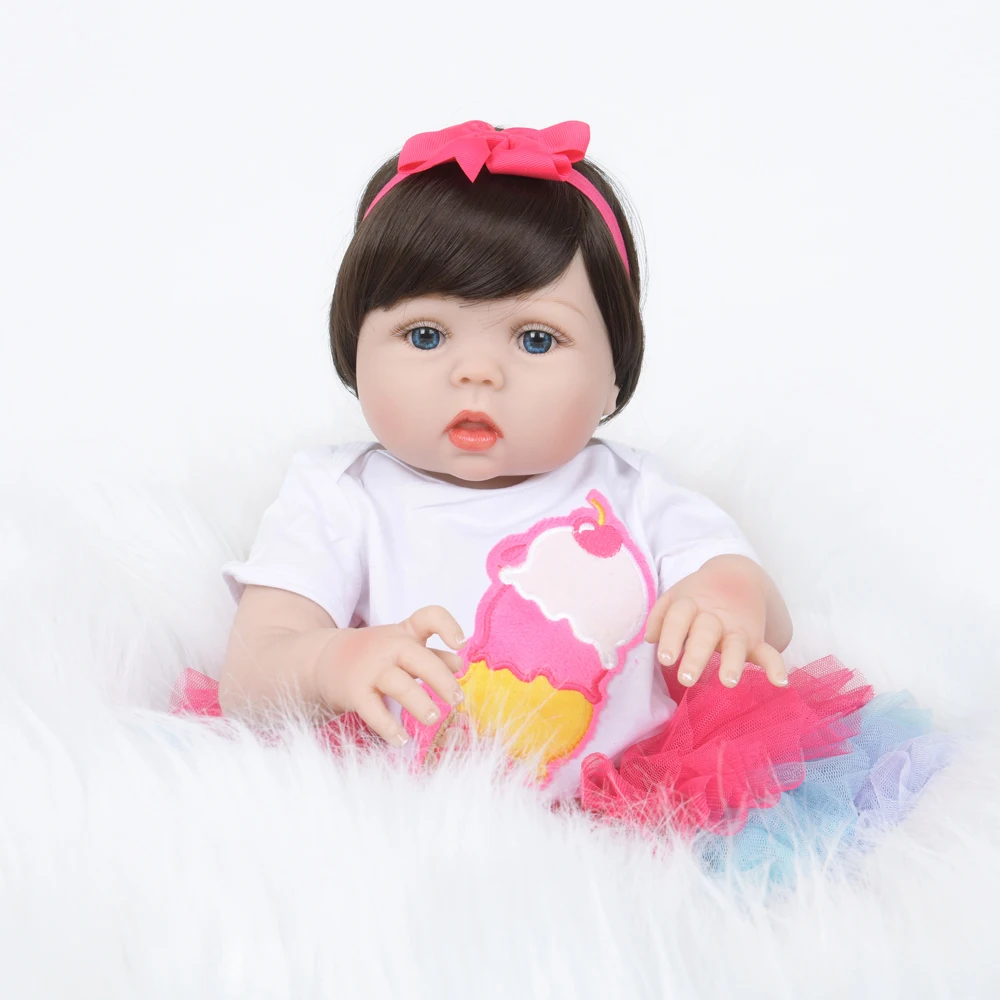 22 дюйма 55 см Реалистичная мягкая силиконовая Детская кукла милый мед