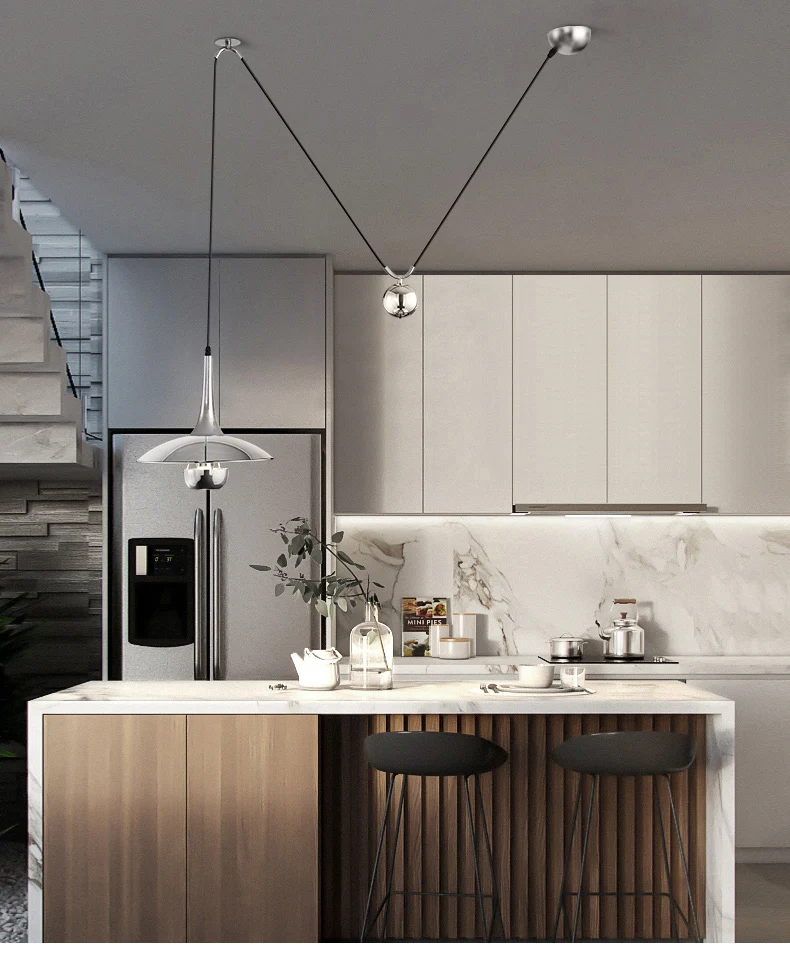 

UFO Minimalist Round Chandelier Chrome Bedroom Bedside Modern Hanging Lamp Kitchen Light Fixture Dining Hanglamp Living Room