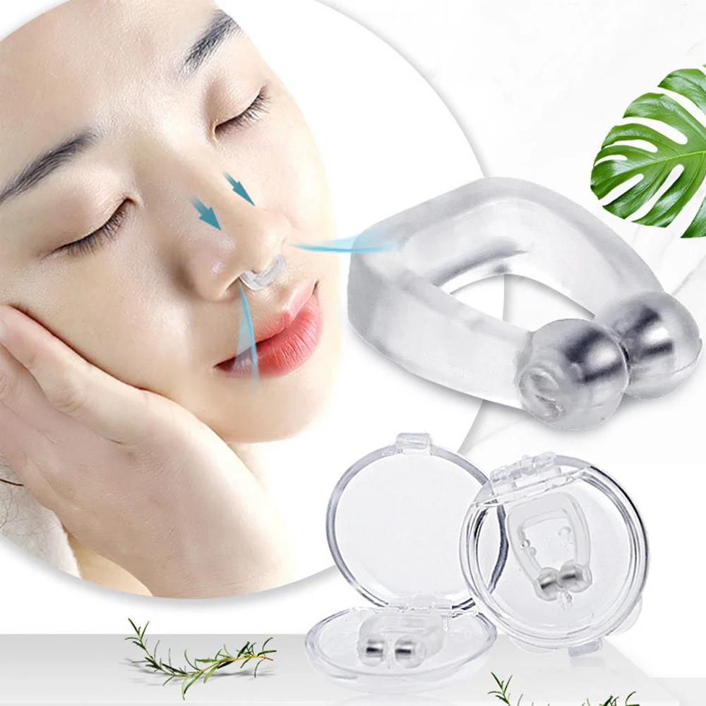

2/4 Pcs Magnetic Anti Snoring Device Silicone Anti Snore Stopper Nose Clip Sleeping Aid Apnea Guard Night Device with Case