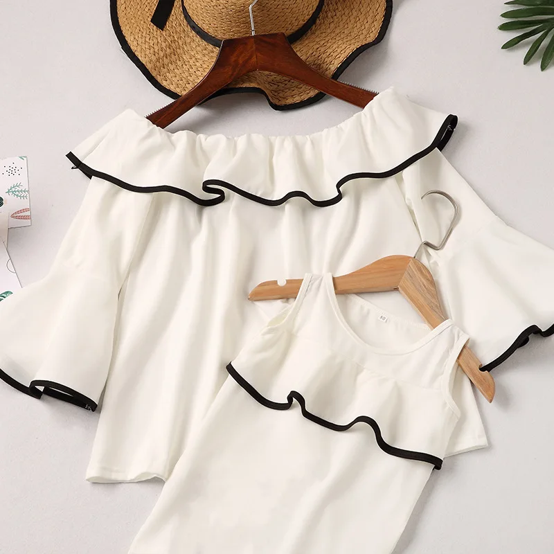 PPXX/женская футболка для девочек Футболка с оборками и открытыми плечами мамы