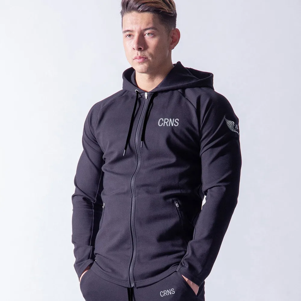 Black (Hoodie) Худи и штаны комплекты Для мужчин спортивный костюм для бега Спортивная Толстовка Для детей постарше мягкие тренировочные Штаны Спортзал Фитнес Бег Костюмы мужской спортивной одежды из хлопка - Цвет: Black (Hoodie)
