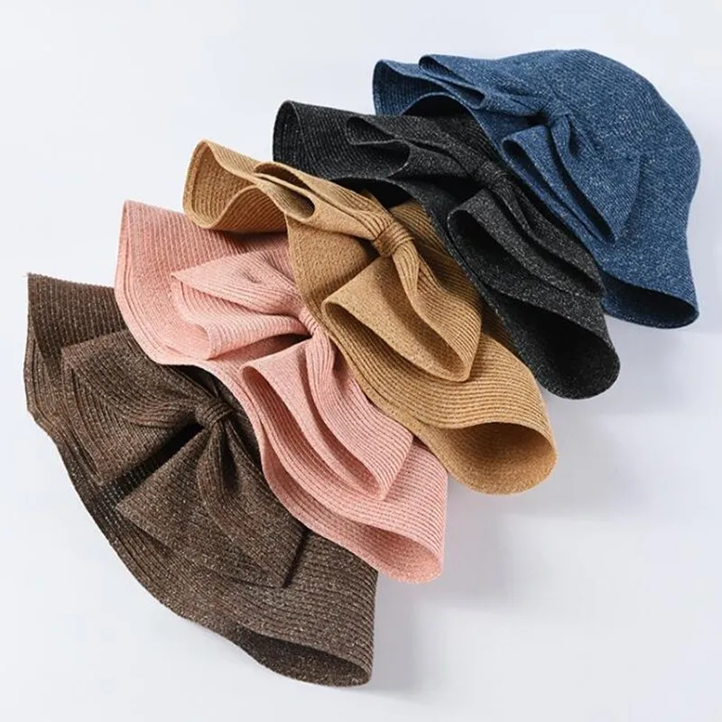 

SHALUOTAOTAO Women's Hat Spring New Fashion Bow Bucket Hats Elegant Noble Lady Brands Panama Sombrero Leisure Travel Beach Hat
