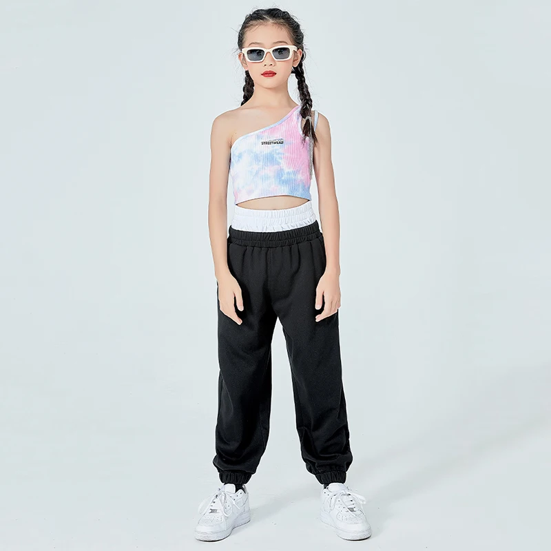 

Jazz Hip Hop Dancing Clothes Girls Vest Loose Casual Pants Summer Jazz Practice Dancewear Street Dance Outfit Kids Wear DNV14762