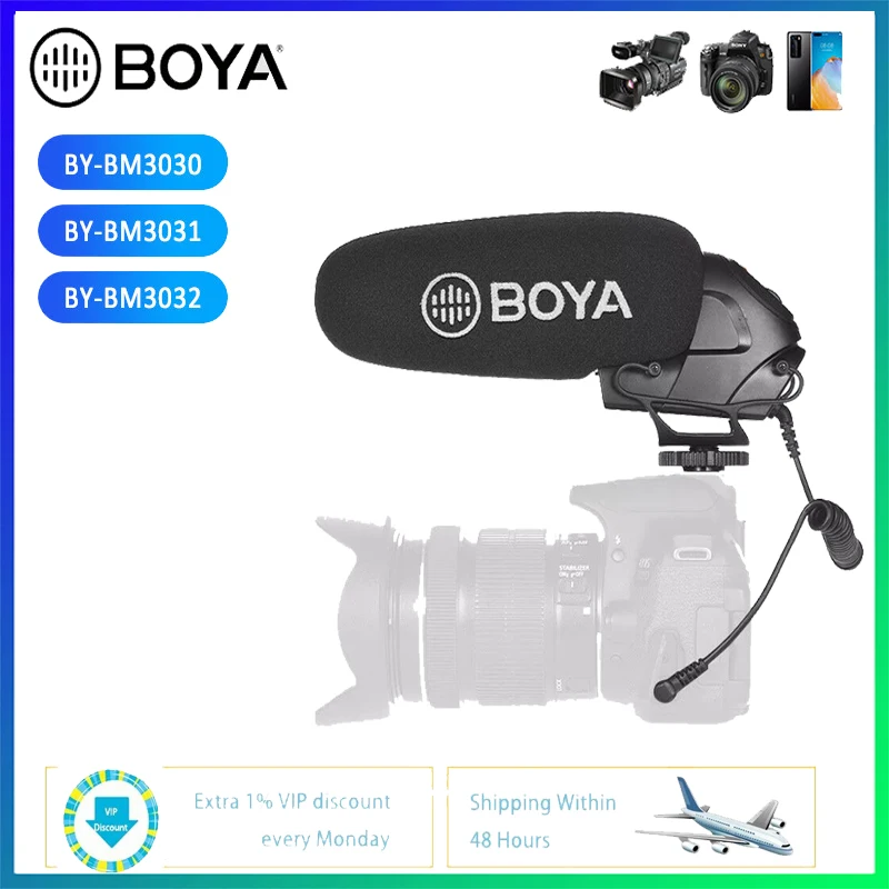 

BOYA BY-BM3030 BM3031 BM3032 Microphone On-Camera Shotgun Condenser Supercardioid for DSLR Cameras Audio Recorders
