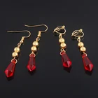 Серьги-клипсы Game Genshin с красными кристаллами для косплея