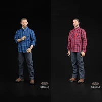 16 scale long sleeve cargo plaid top jeans set figure model for 12 man action figure doll body xm005
