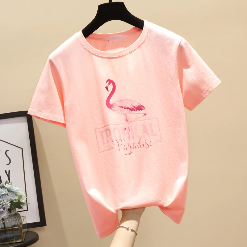 

Summer New Fashion Short Sleeve Print Women Clothes Thin Tee Shirt Femme Clothing Korean Letter Round Neck Women's T-Shirt 2021