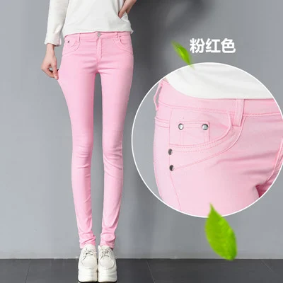 pink Модная уличная одежда, сексуальные джинсы с низкой талией, женские повседневные Стрейчевые обтягивающие джинсы, яркие цвета, джинсовые брюки, промытый карандаш, брюки - Цвет: pink