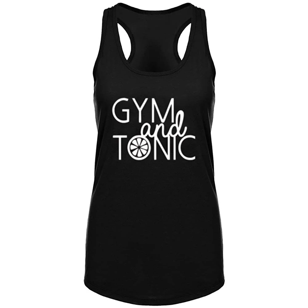 

Lyprerazy Women's Gym and Tonic Fitness Workout Racerback Tank Tops Summer Funny Letter Print Tank Top