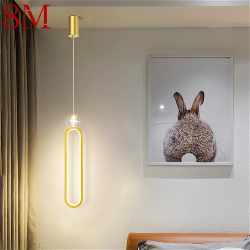 

8M Nordic Pendant Light Gold Simple Modern LED Lamps Crystal Fixtures Decorative for Home Bedroom