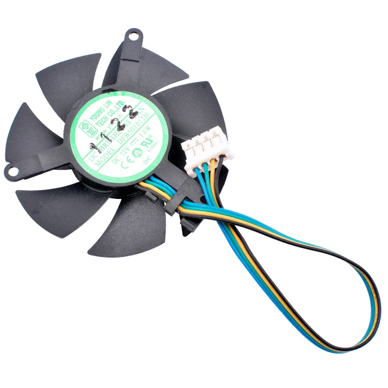 DFB501012H 47mm diameter 39mm hole pitch DC12V 1.6W 4pin cooling fan for soft router cooling aluminum sheet graphics card
