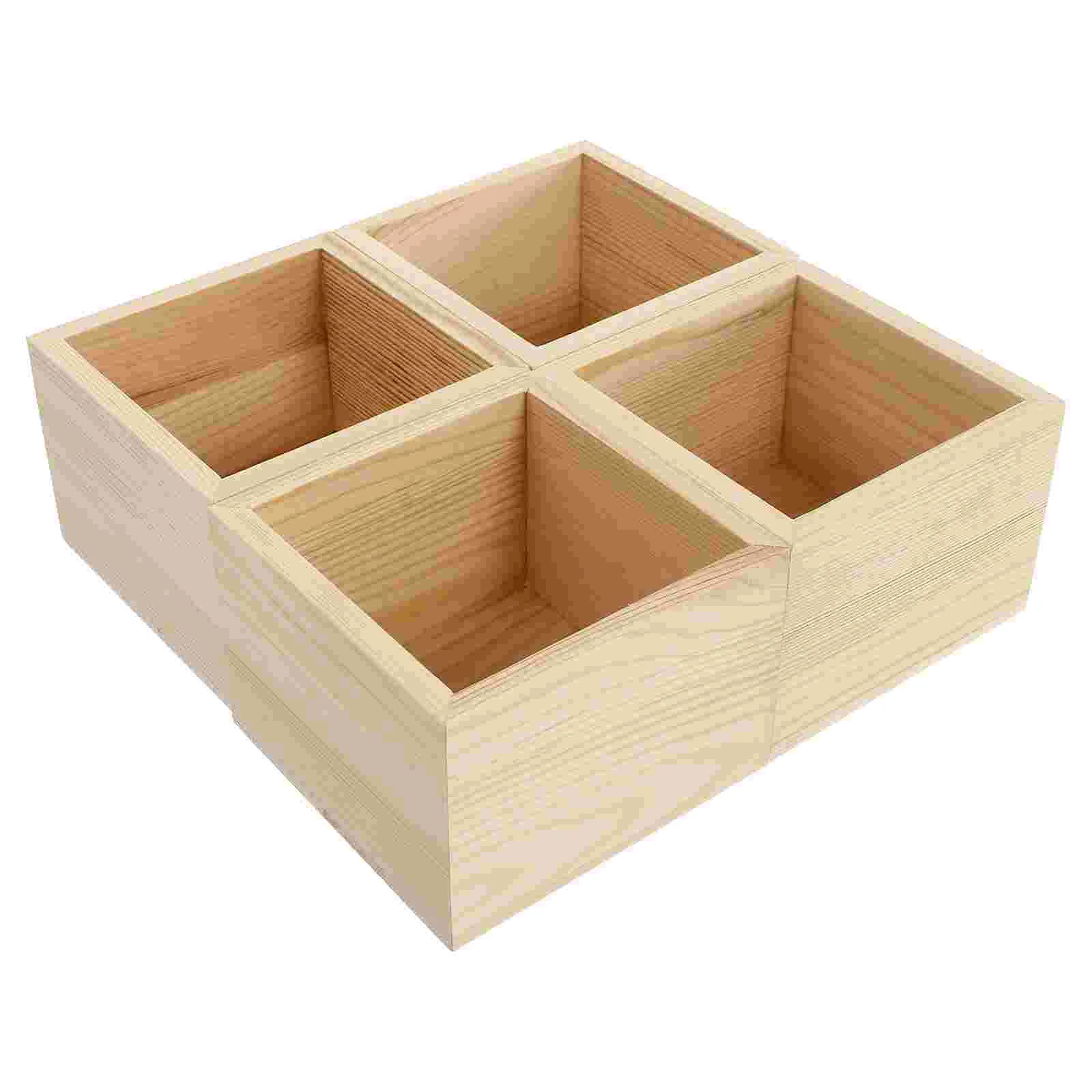 

4 шт., деревянные контейнеры для хранения без крышки