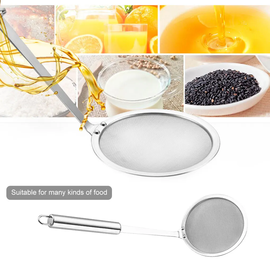 

Filter Spoon Stainless Steel Rustproof Skimmer Strainer Flour Sieve Colander Screen Mesh Tea Strainer Kitchen Oil Strainer, 10cm
