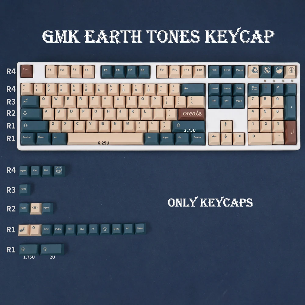 

GMK Earth Tones Clone PBT Keycap129 Keys Cherry Profile DYE-SUB Keycaps For Mechanical Keyboard 61 64 84 108 Layout