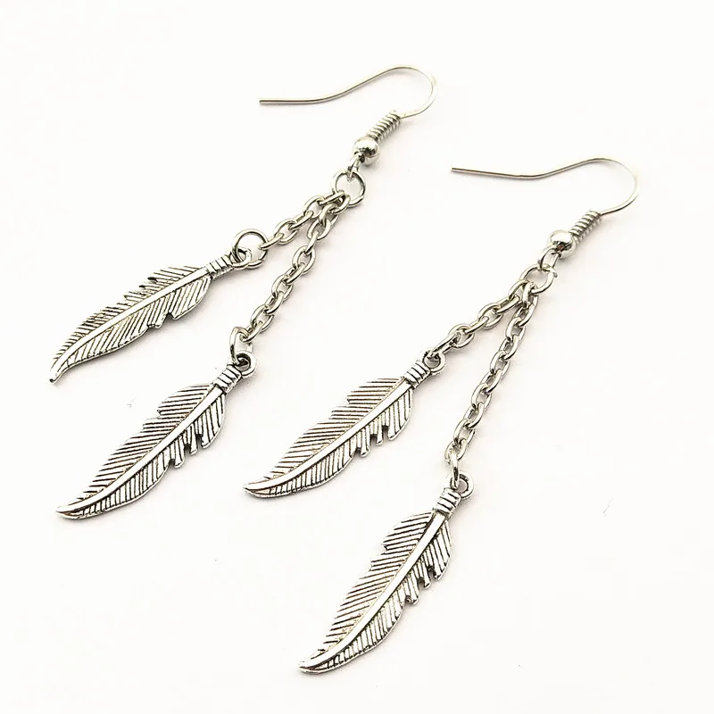 1 (пара) серьги-подвески с перьями модные ювелирные изделия ручной работы для