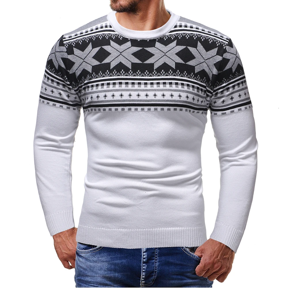 Christmas Cotton Printing Sweater Men 2019 Autumn Winter Jersey Jumper Pullover O-neck Knitted Sweaters | Мужская одежда